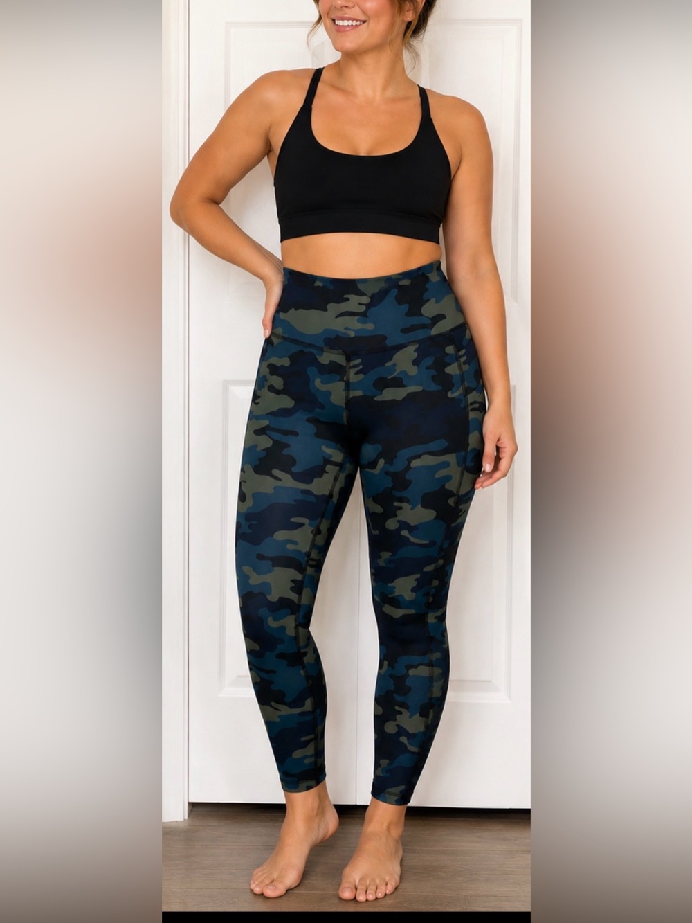 New Balance Women’s Camo High Rise Leggings Blue Green Size XL Yoga Gym Workout